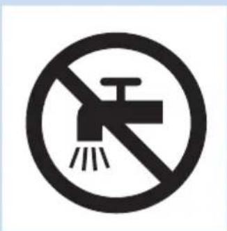 Prohibition sign showing a faucet crossed out by a diagonal line, indicating no pollution or barrier.