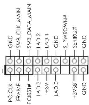 GND SMB_CLK_MAIN SMB_DATA_MAIN GND PC1CLK FRAME PCIRST# LAD 3 +3V LAD 0 GND S_PWRDWN# SERIRQ# GND +3VSB GND