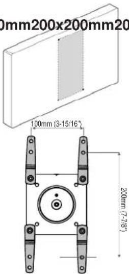 0mm200x200mm20 100mm (3-15:16") 200mm (7-7.8)