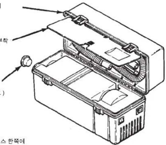 Technical diagram of a portable electronic device with labeled parts including case, casing, and connectors