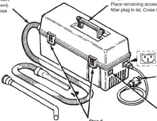 own). lose Place remaining access filter plug in lid. Close li Step 6