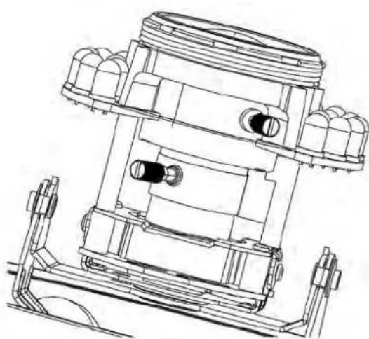 Technical line drawing of a mechanical assembly with no visible text or symbols