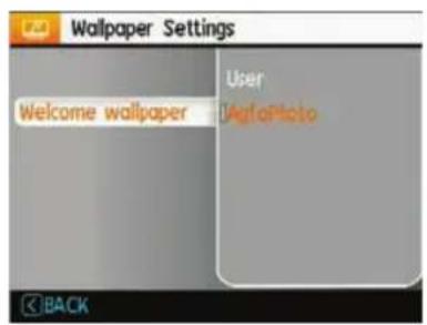 Wallpaper Settings Welcome wallpaper User PhotoPhoto BACK