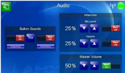 Audio Button Sounds Intercom 25% Mic Level More On Volume 25% More On Master Volume 50%