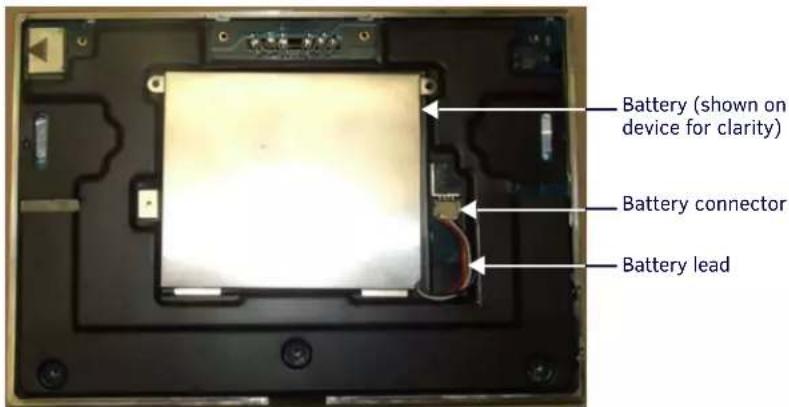 Battery (shown on device for clarity) Battery connector Battery lead