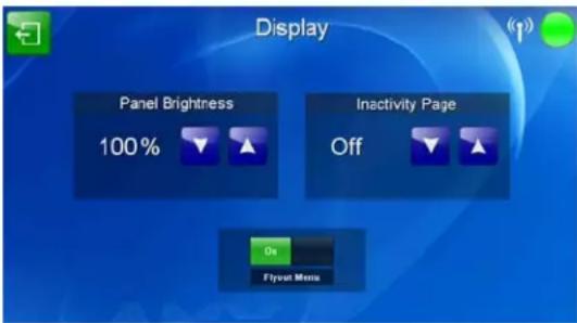Display Panel Brightness 100% Inactivity Page Off On Flyset Menu