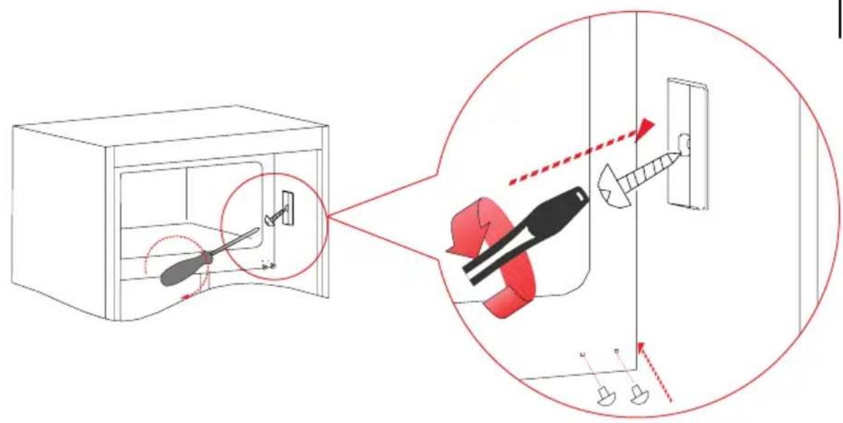 Diagram illustrating a screwdriver installation process with labeled components and directional arrows