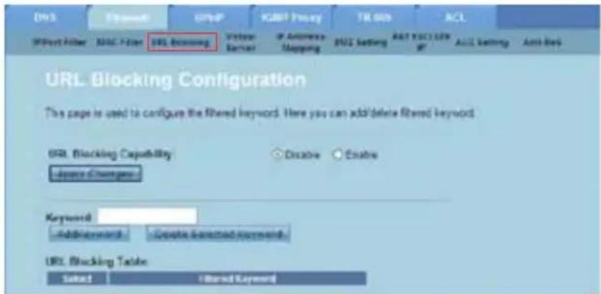 ASUS DSL-N10E - Configurazione delle impostazioni di blocco URL - 1