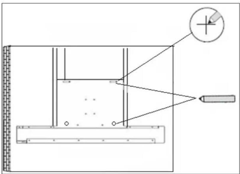 Technical diagram showing a mechanical or structural assembly with labeled components and an inset magnified view of a pencil tip.