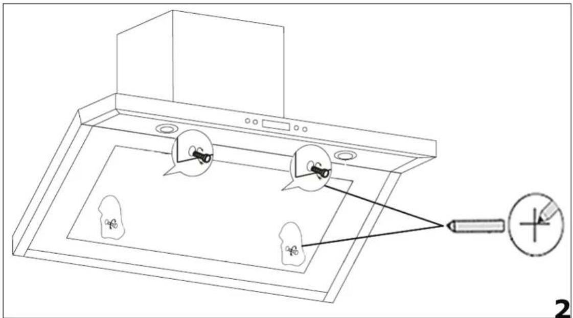 Diagram showing a kitchen appliance with three kitchen utensils and a pencil, illustrating a detection or inspection process.