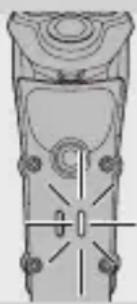 Top-down schematic of a remote control panel with no visible text or symbols