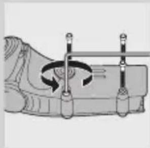 Mechanical assembly diagram showing a foot with rotating components and connecting rods (no text or symbols)