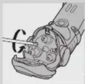 Illustration of a foot with a tool inserted, showing mechanical components and motion (no text or symbols)