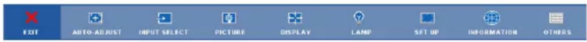 EXIT AUTO-ADJUST INPUT SELECT PICTURE DISPLAY LAMP SET UP INFORMATION OTHERS