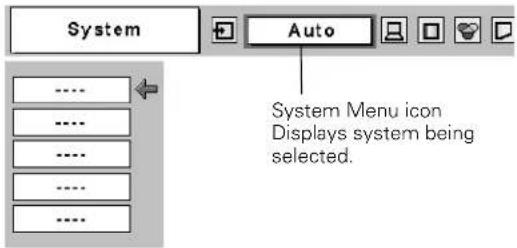System Auto System Menu icon Displays system being selected.
