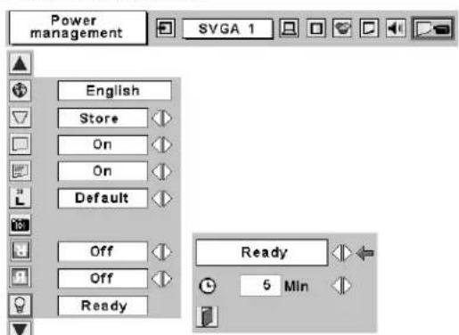 Power management English Store On On Default Off Off Ready Ready 5 Min