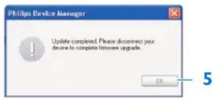 Philips Device Manager Update completed. Please disconnect your device to complete firmware upgrade. OK...