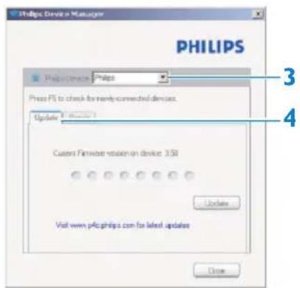 PHILIPS Product Device Philips Press PS to check for newly connected devices. Update: Custom Firmware version on device 3.50 Update Visit www.pAcphlips.com for latest updates Close