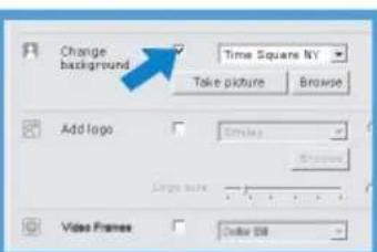 Change background Time Square NY Take picture Browse Add logo Emiley Browse Large size Video Frames Delete 58
