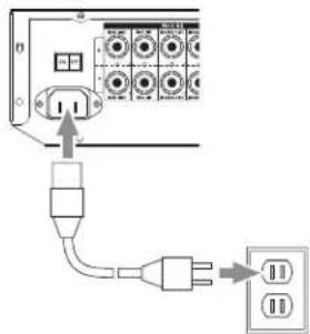 Diagram showing connection between an electrical outlet and a power plug, with labeled components and wiring connections.
