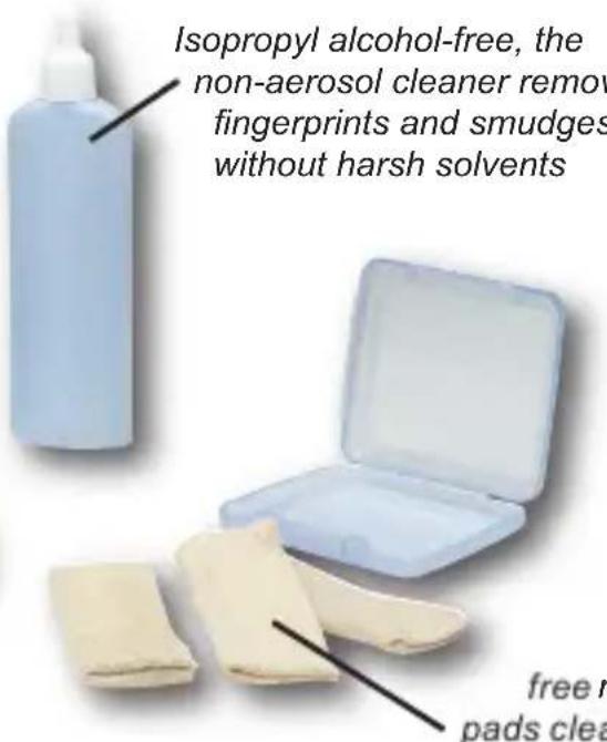 Isopropyl alcohol-free, the non-aerosol cleaner remove fingerprints and smudges without harsh solvents free n pads clea