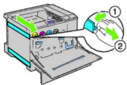 Diagram of a printer's internal structure with numbered annotations indicating parts of the printer's internal components.