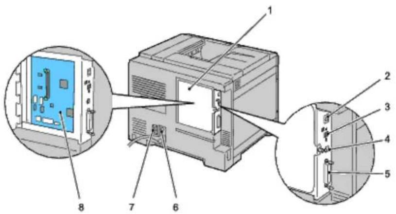 Technical diagram of an electronic device with numbered components and close-ups of internal components
