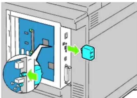 Diagram showing a device with internal components and directional arrows, likely illustrating a process or system flow.