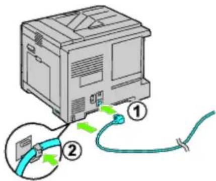 Diagram showing connection between an oscilloscope and a cable with labeled parts ① and ②, indicating wiring or wiring connections.