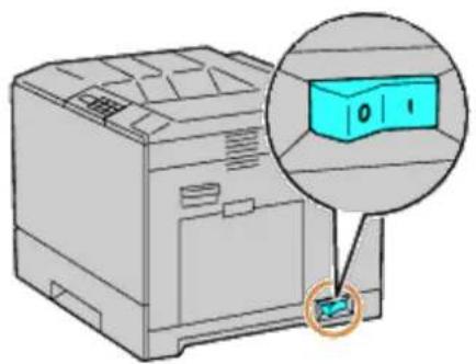 Diagram showing a printer with a highlighted image of a blue box labeled '0 1' and a small icon pointing to it.