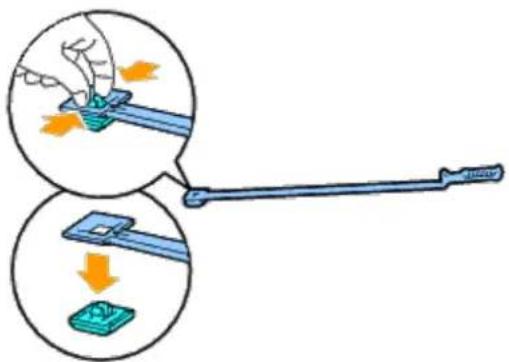 Diagram illustrating a manual tool application with labeled steps: adding an object to a spring and dropping into a green base.