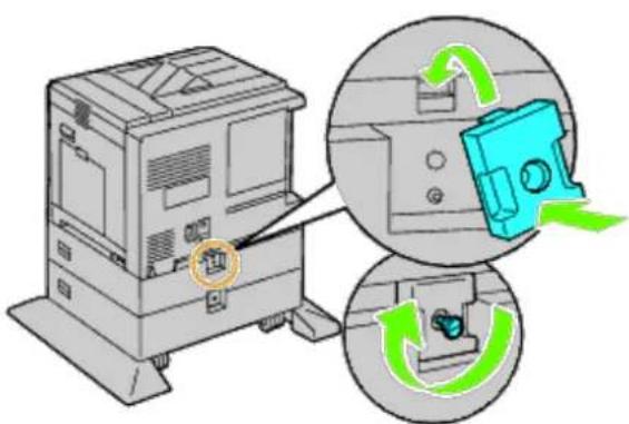 Diagram showing a machine with a close-up view of a blue mechanical component and its rotation arrows, indicating cycle or refresh.