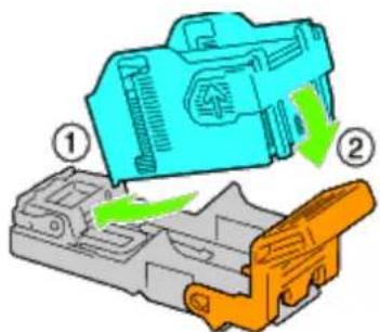 Diagram showing two labeled components of a mechanical or electrical component, with arrows indicating process flow.