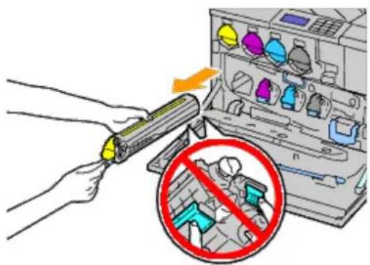 Diagram showing a hand inserting a device into an electronic device with a prohibition symbol indicating no tool use.