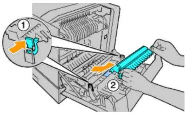 Diagram illustrating the process of inserting a spring into a computer, with labeled parts and directional arrows indicating movement.