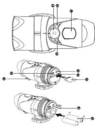 Technical diagram of a mechanical device with numbered components for identification