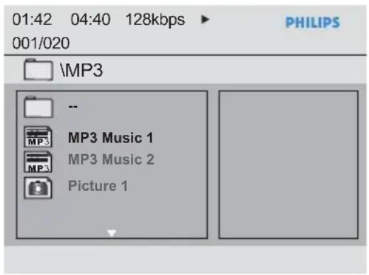 01:42 04:40 128kbps 001/020 PHILIPS MP3 -- MP3 Music 1 MP3 Music 2 Picture 1
