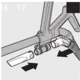 Mechanical assembly diagram showing a lever mechanism with directional arrows indicating motion (no text or symbols)