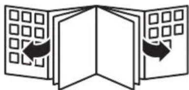 Diagram of three open panels with grid patterns and directional arrows indicating orientation (no text or symbols)