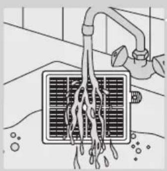 Illustration of a hand pouring liquid into a grid-like container with bubbles.