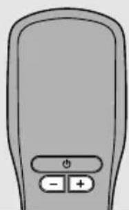 Simple line drawing of a remote control with buttons (no text or symbols).