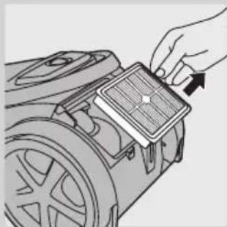 Illustration of a hand placing a component into a motor or robotic device (no text or symbols visible).