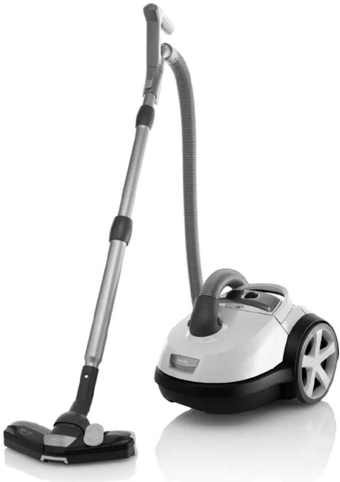 Exterior view of a modern vacuum cleaner with black handle and silver body (no text or symbols visible)