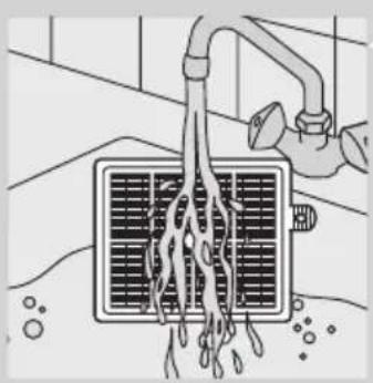 Illustration of a hand pouring liquid into a grid-like container with bubbles (no text or symbols)