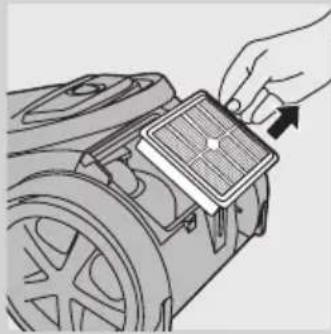 Illustration of a hand placing a component into a robotic vehicle (no text or symbols visible).