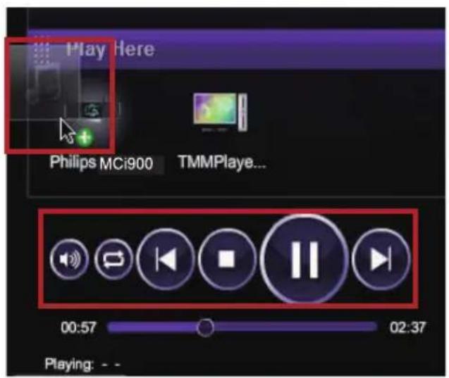 Play Here Philips MCi900 TMMPlaye... 00:57 02:37 Playing: - -