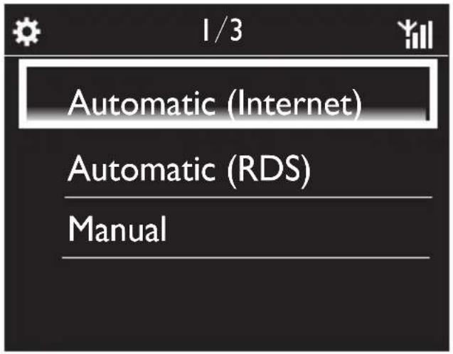 1/3 Automatic (Internet) Automatic (RDS) Manual