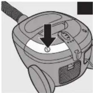 Diagram of a handheld device with a black arrow pointing to a circular component (no text or symbols present)