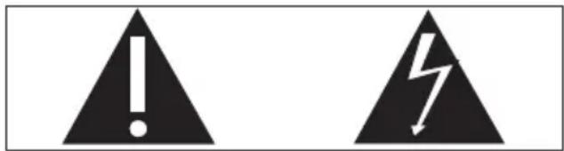 Warning symbols: triangular warning triangle with exclamation mark and lightning bolt symbol