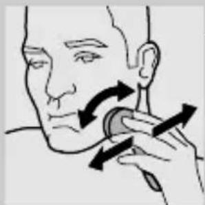 Illustration of a person applying a circular massage or pressure technique to their head (no text or symbols present)